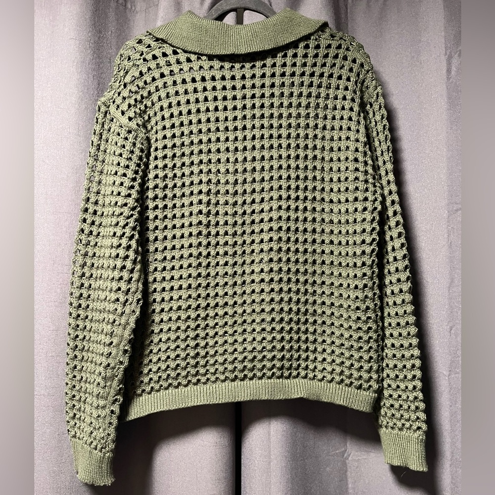 ANDTHEWHY brand waffle knit like hole sweater with collar - Picture 6 of 6